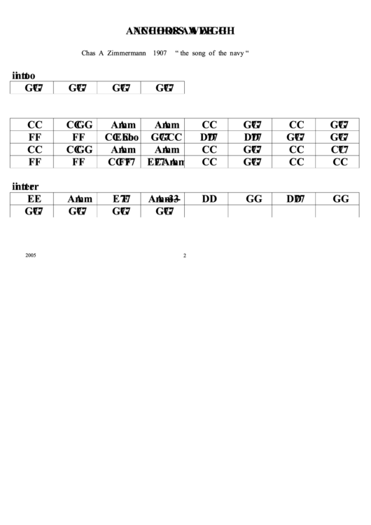 Anchors Aweigh Chord Chart printable pdf download
