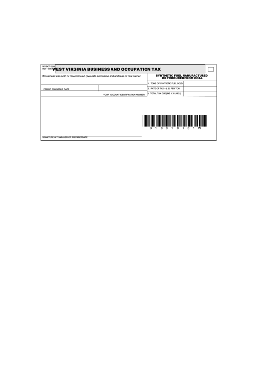 West Virginia Business And Occupation Tax Form printable pdf download