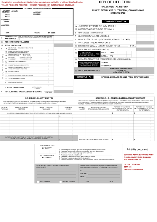Fillable Sales/tax Return Form printable pdf download
