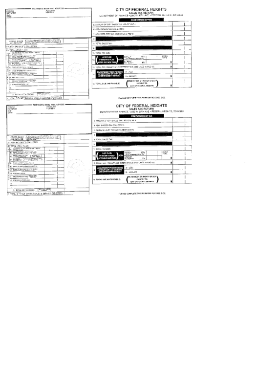 Sales Tax Return Form City Of Federal Heights printable pdf download