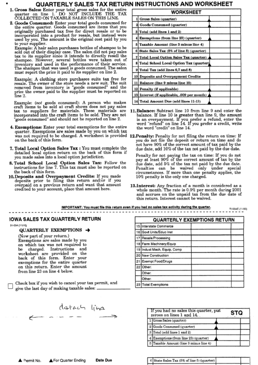 Quarterly Sales Tax Return Form Instructions And