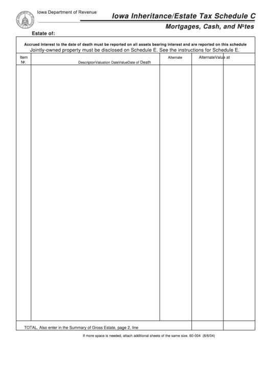 Iowa Inheritance/estate Tax Schedule C printable pdf download