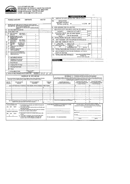 City Sales And Use Tax Form City Of Fort Collins printable pdf download
