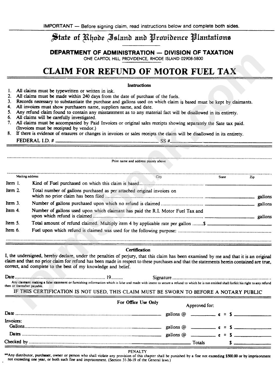 Form T595m Claim For Refund Of Motor Fuel Tax printable pdf download