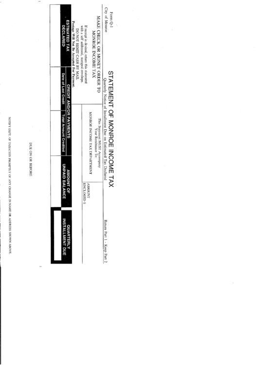 Form Q1 Statement Of Monroe Tax printable pdf download