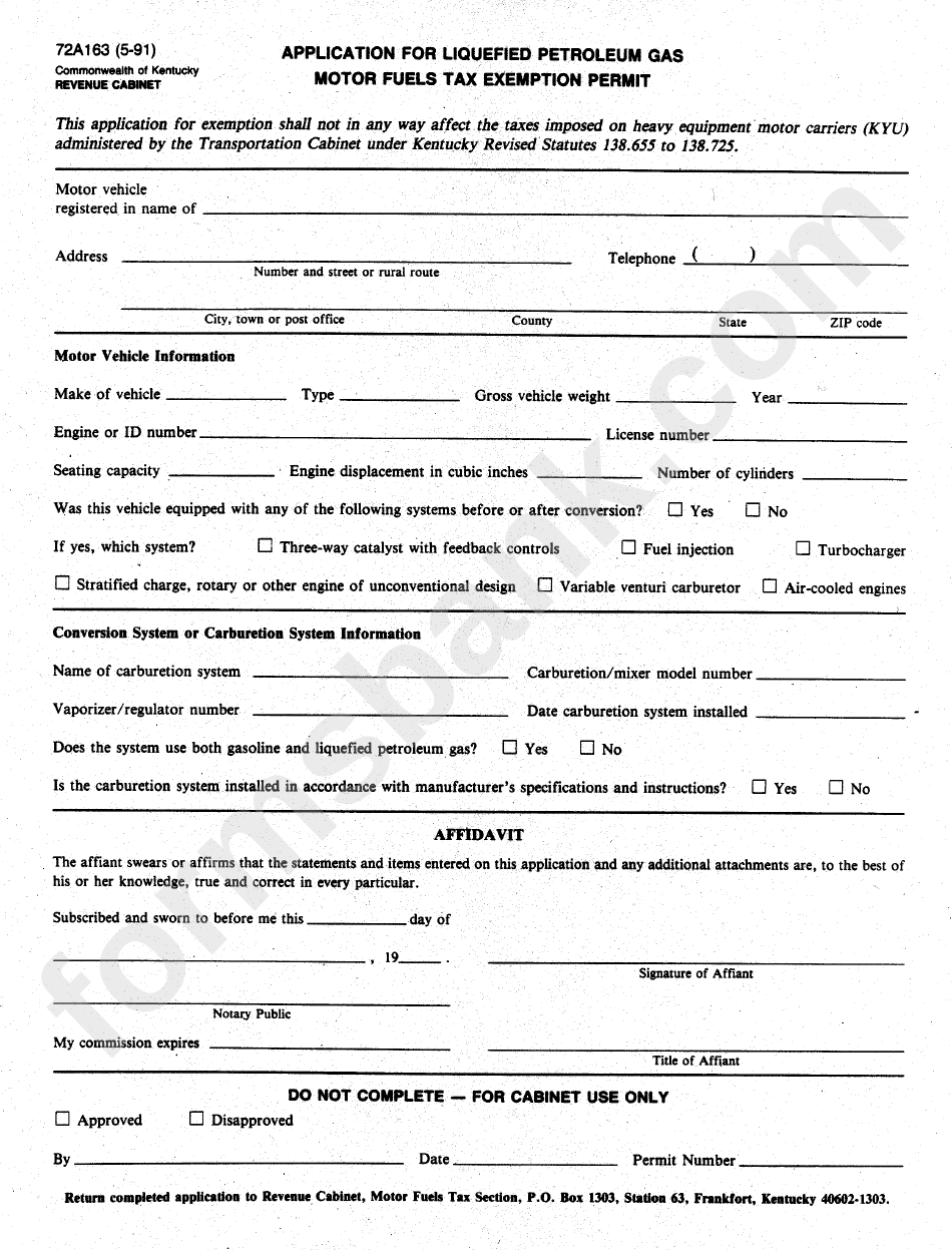 Form 72a16 Application For Liquefied Petroleum Gas Motor Fuels Tax