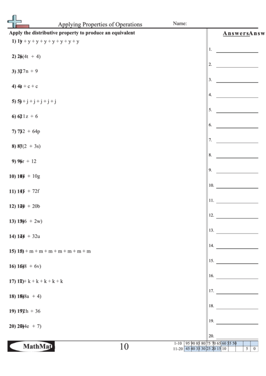 Applying Properties Of Operations Worksheet printable pdf download