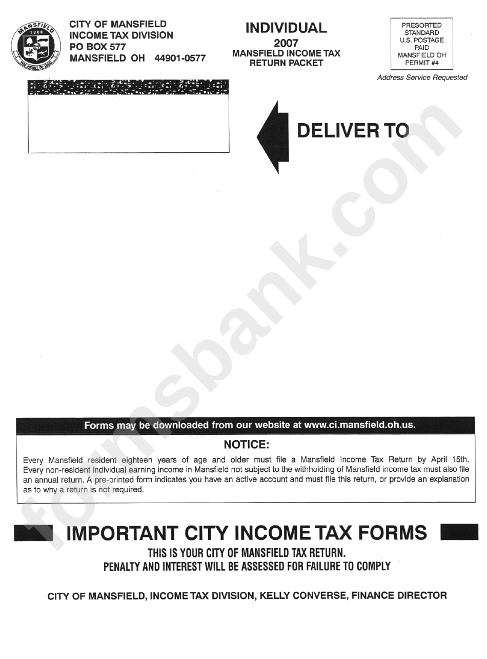 Mansfield Tax Return Packet printable pdf download