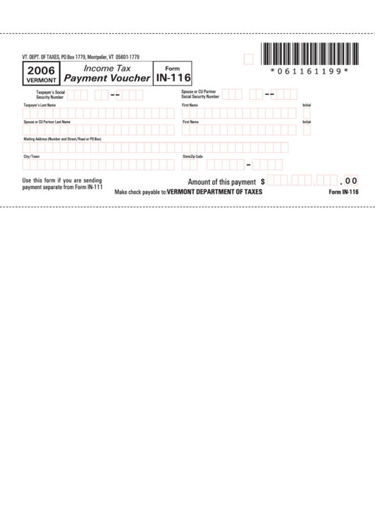 Form In116 Tax Payment Voucher printable pdf download