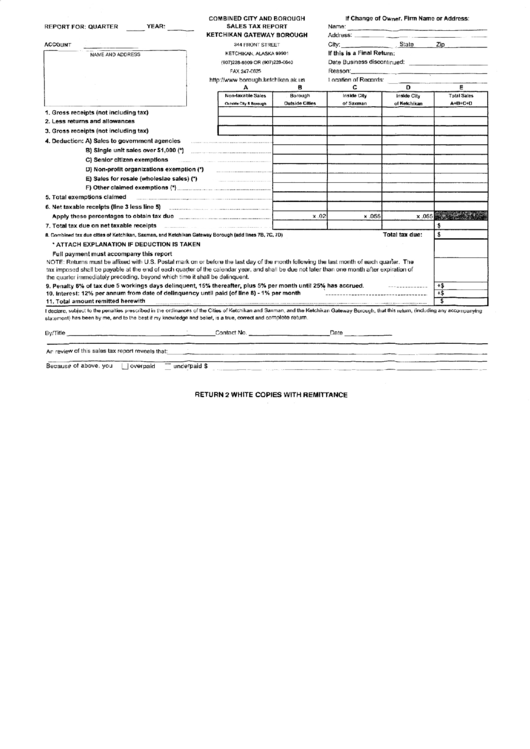 Sales Tax Report Form Ketchikan Gateway Borough printable pdf download