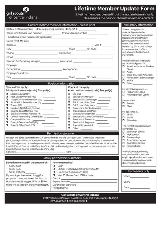 Fillable Lifetime Member Update Form printable pdf download(08)