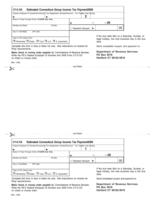 Form CtG Es Estimated Connecticut Group Tax Payment 2006