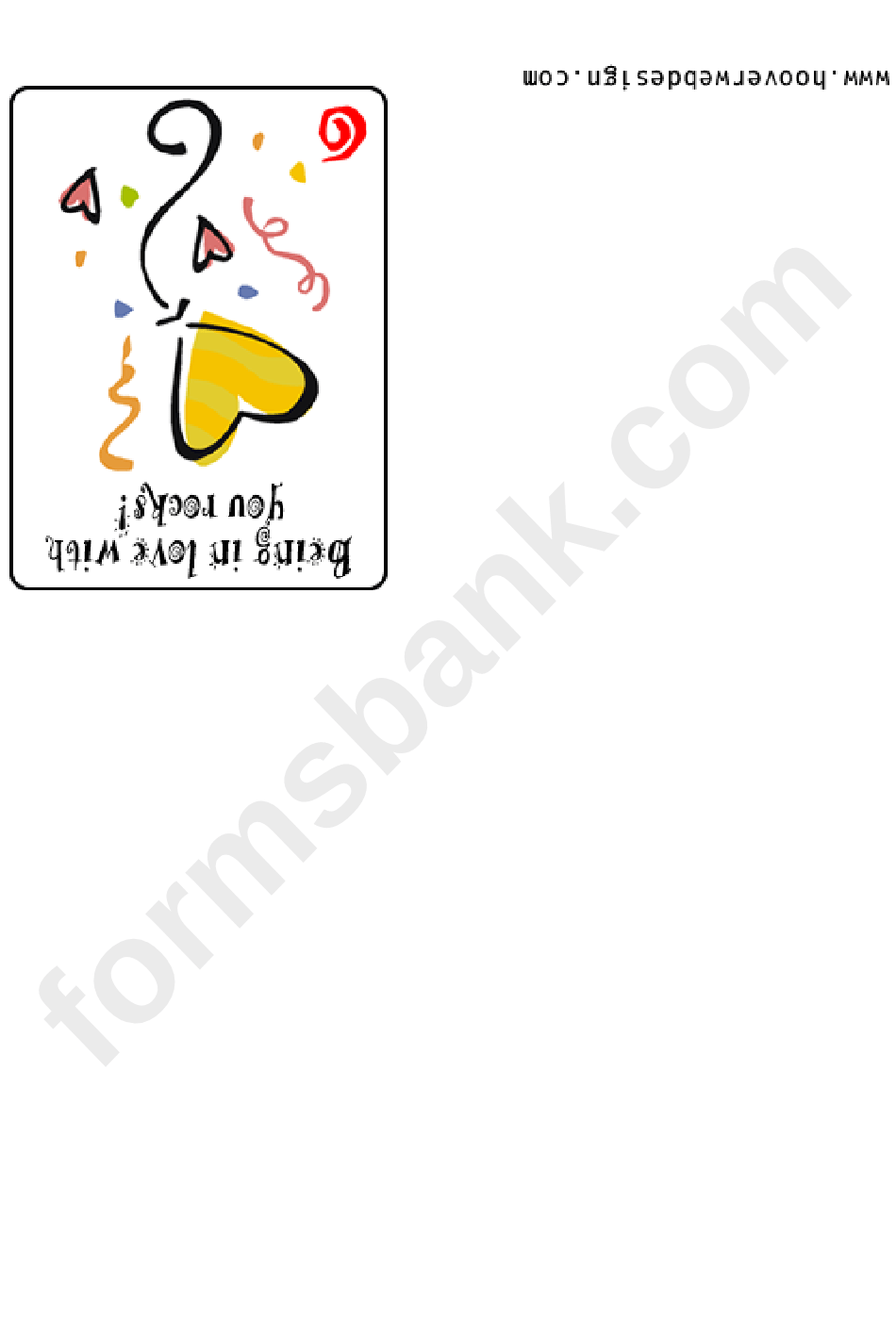 I Love You Card Template printable pdf download