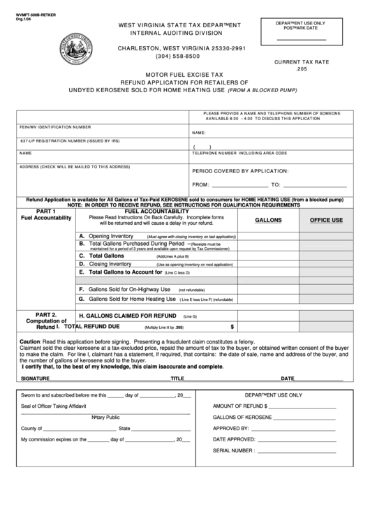 Form Wvmft509bRetker Motor Fuel Excise Tax Refund