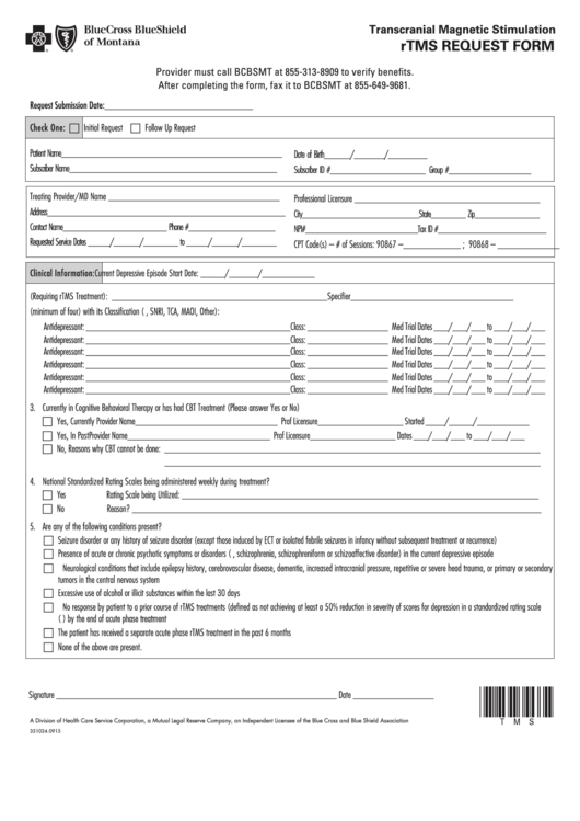 Fillable Rtms Request Form Blue Cross Blue Shield Of Montana