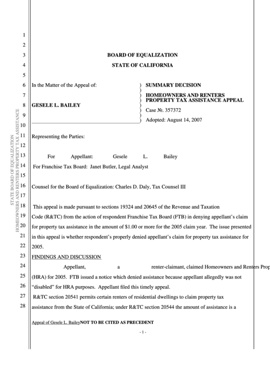 Homeowners And Renters Property Tax Assistance Appeal Form State Of California Board Of