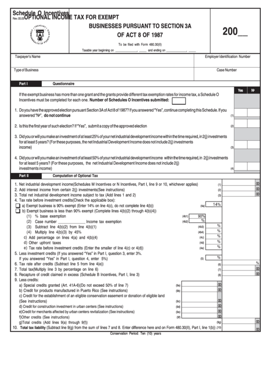Optional Tax For Exempt Businesses Pursuant Form May 2005