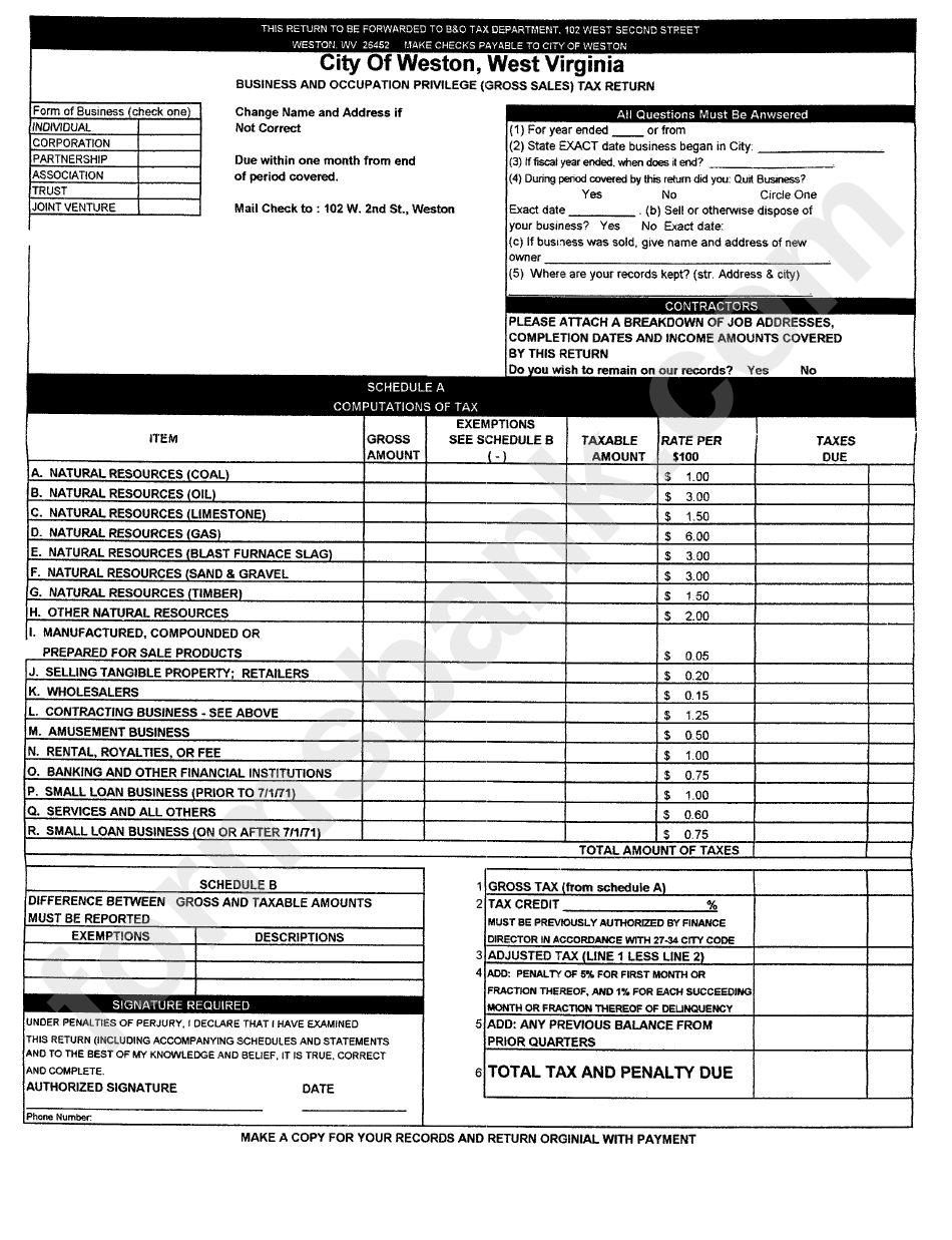 City Of Grafton Wv B O Tax Form at Boyd Brown blog