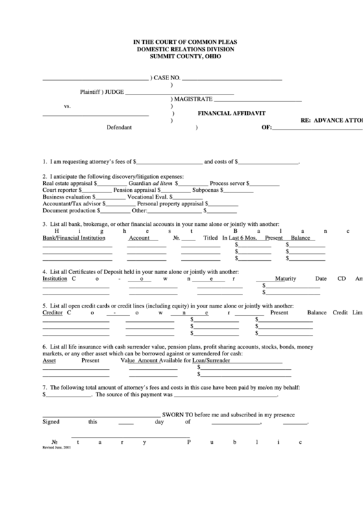 Attorney Fees Affidavit printable pdf download