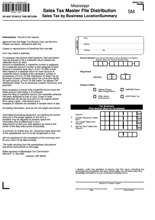 Sales Tax Master File Distribution Form Sales Tax By Business