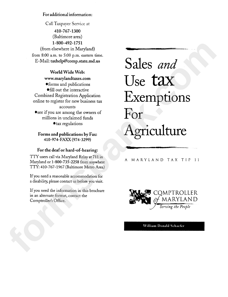 Sales And Tax Exemptions Form For Agriculture printable pdf download