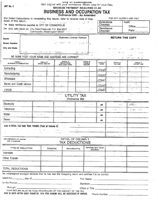 Business And Occupation Tax printable pdf download