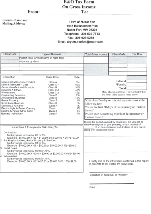 Tax Form On Gross Form Town Of Nutter Ford West Virginia