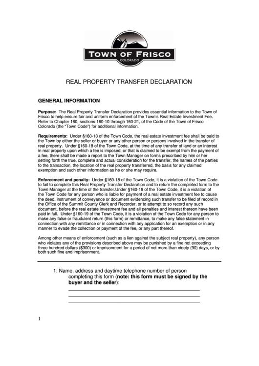 Form Tof.twr.00215 Real Property Transfer Declaration printable pdf