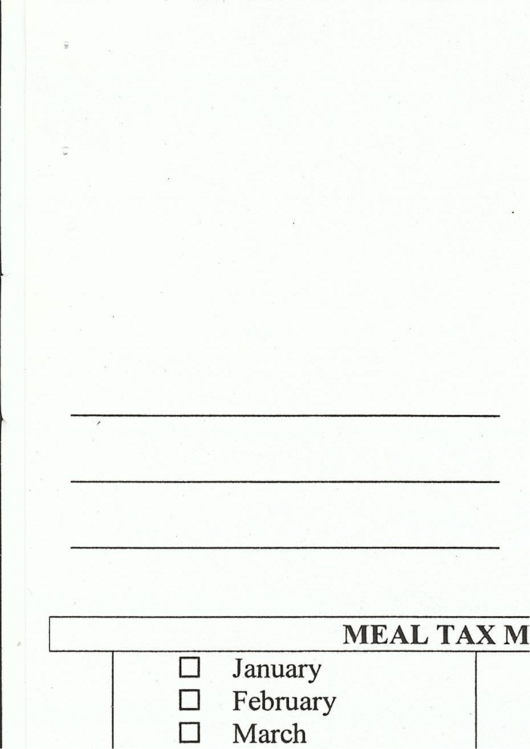 Meal Tax Monthly Collection And Remittance Form Town Of Herndon