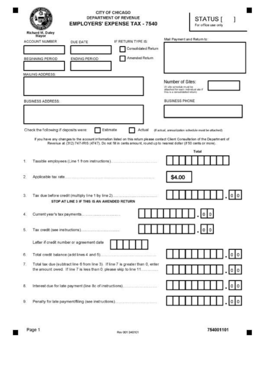 Employers Expense Tax Form printable pdf download