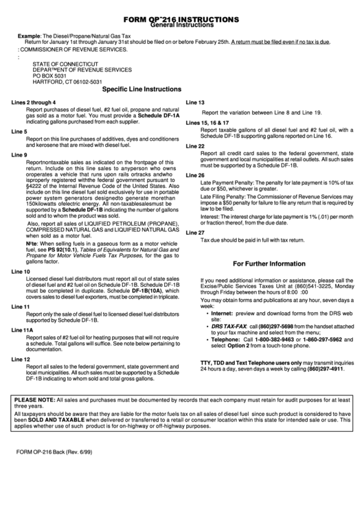 Form Op216 Instructions The Diesel/propane/natural Gas Tax Return