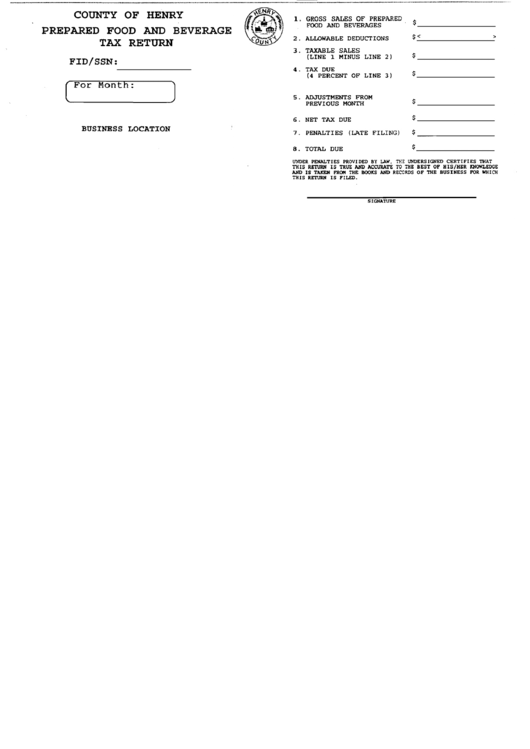 Prepared Food And Beverage Tax Return Form State Of Virginia