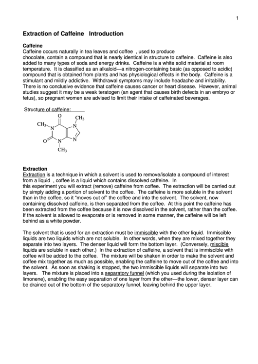 Extraction Of Caffeine Lab Template printable pdf download