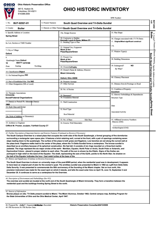 Ohio Historic Inventory printable pdf download