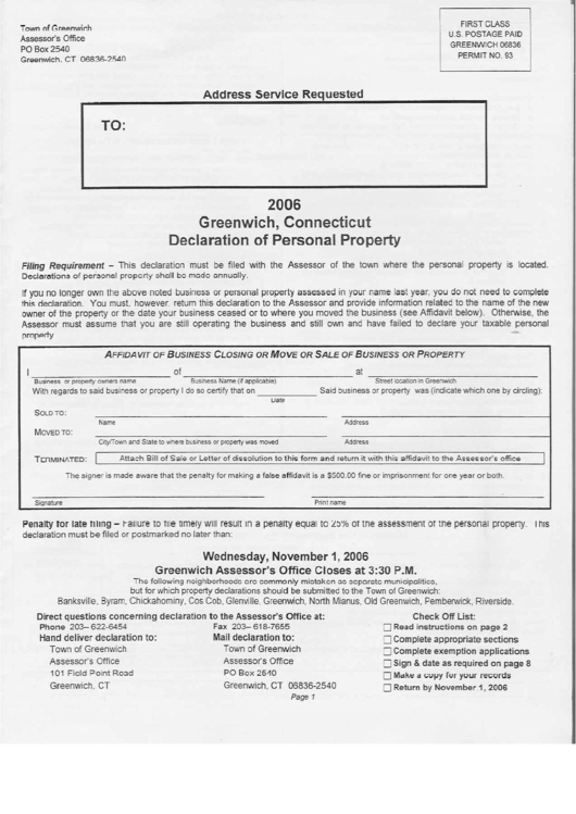 Declaration Of Personal Property 2006 printable pdf download