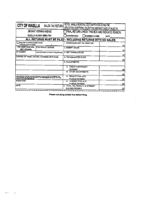 Sales Tax Return Form State Of Alaska printable pdf download