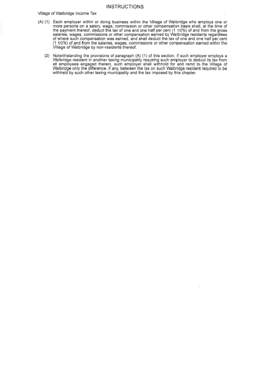 Village Of Walbridge Tax Instructions printable pdf download