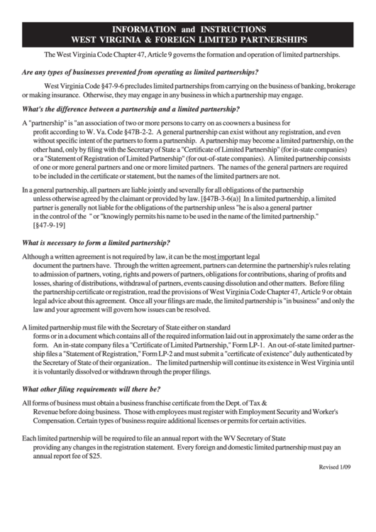 Fillable Form Lp2 West Virginia Statement Of Registration Of Foreign