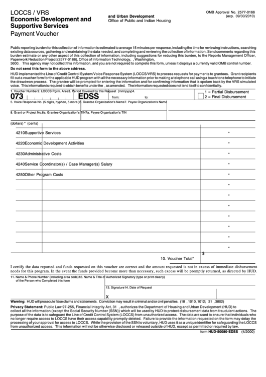 Fillable Form Hud50080Edss Economic Development And Supportive