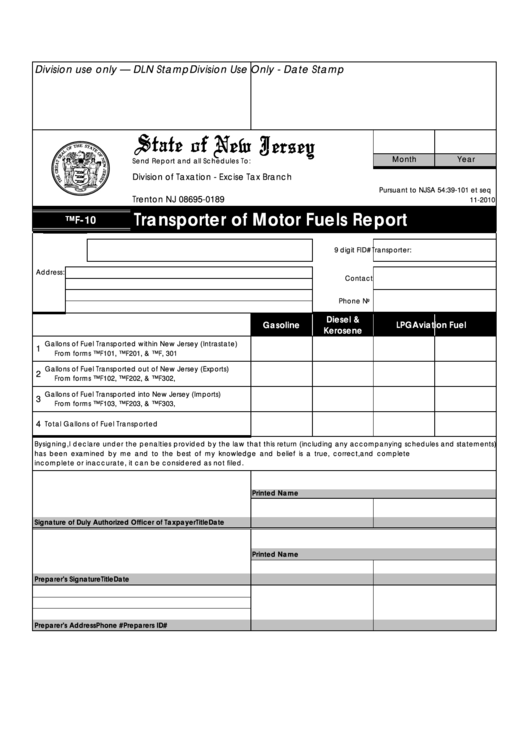 Fillable Form Tmf10 Transporter Of Motor Fuels Report printable pdf