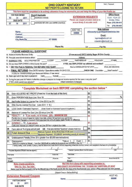 Form Np1 Net Profits License Fee Return printable pdf download