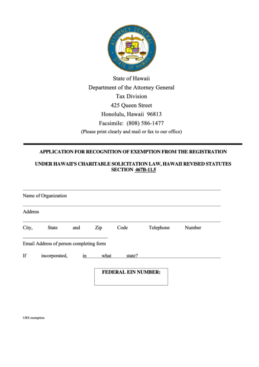 Application For Recognition Of Exemption From The Registration