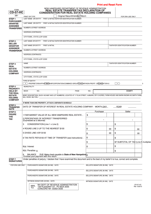 Fillable Form Cd57Hc Real Estate Transfer Tax Declaration Of