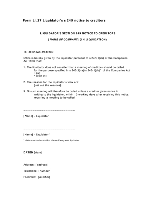 Top Notice To Creditors Form Templates free to download in PDF format