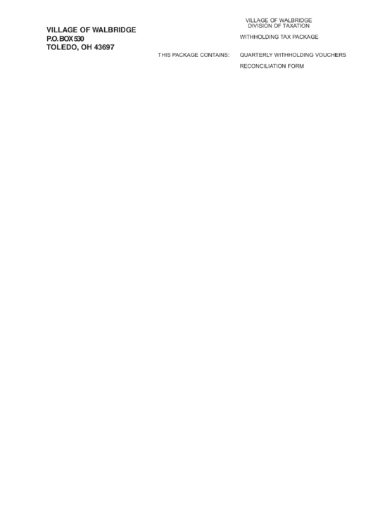 Form Sw3 Withholding Tax Package Village Of Walbridge printable