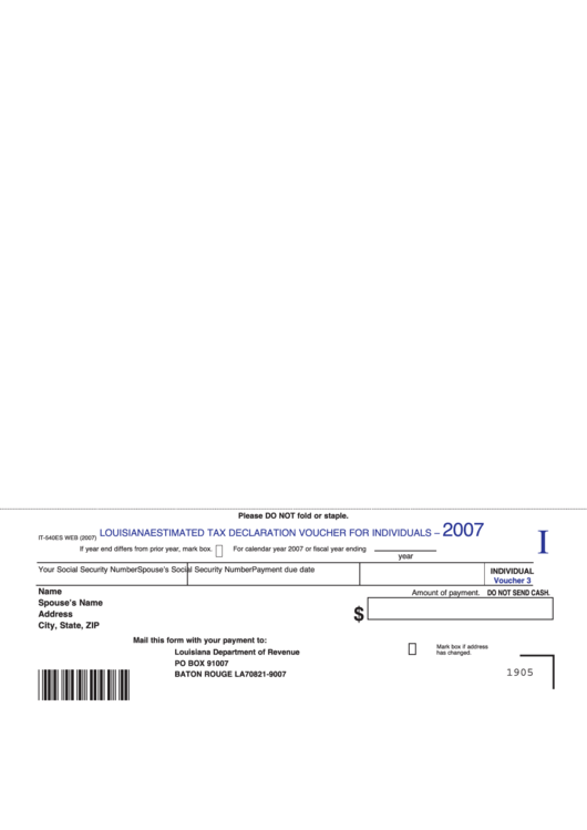 Fillable Form It540es Louisiana Estimated Tax Declaration Voucher