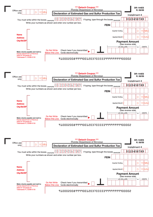 Form Dr144es Declaration Of Estimated Gas And Sulfur Production Tax