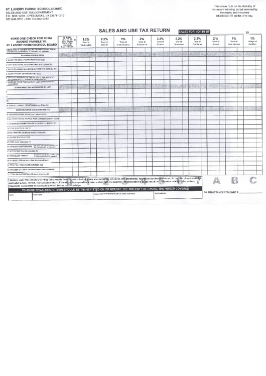 Sales / Use Tax Return Form St. Laundry Parish printable pdf download