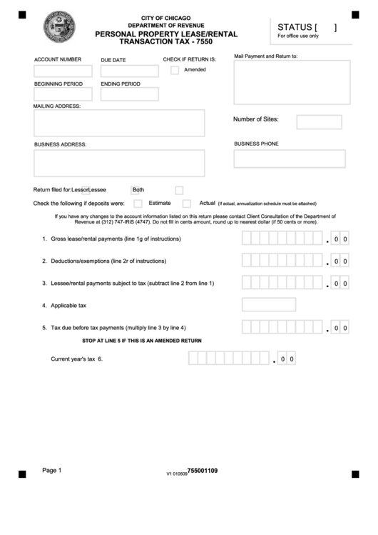 Personal Property Lease/rental Transaction Tax 7550 printable pdf