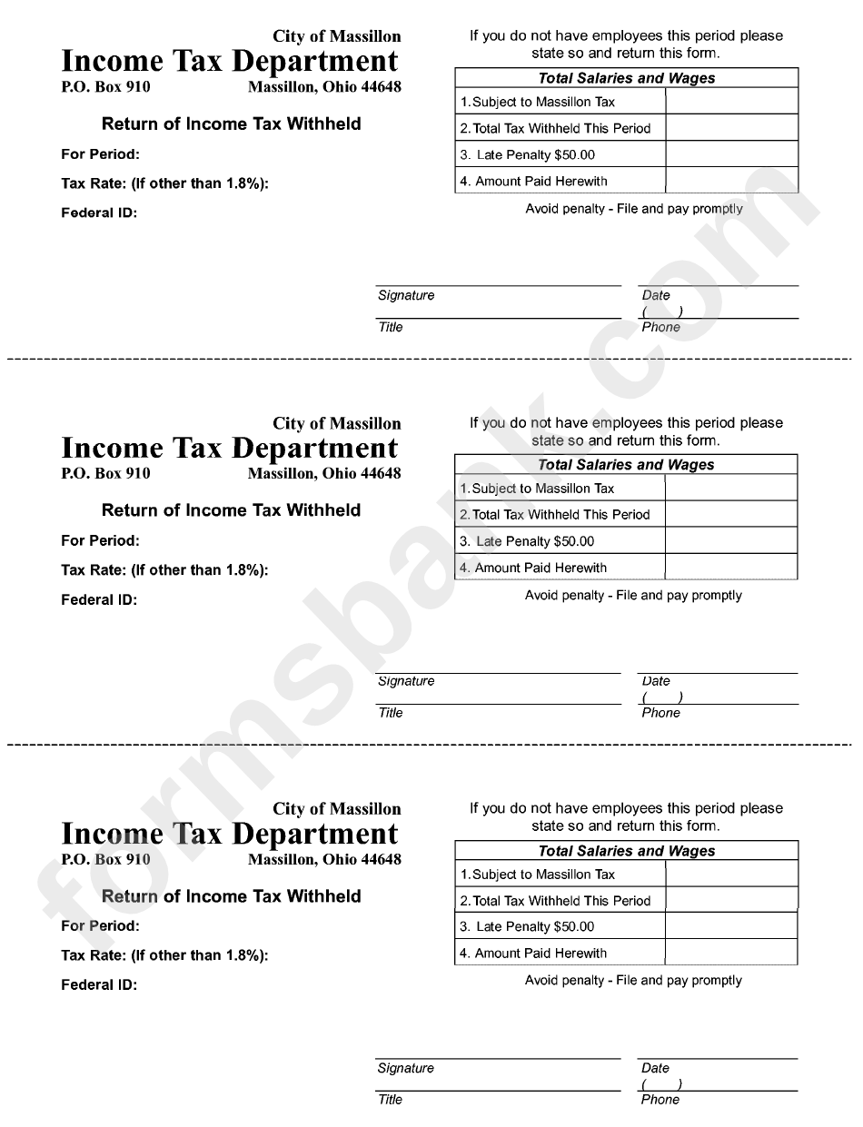 Return Of Tax Withheld Form State Of Ohio printable pdf download